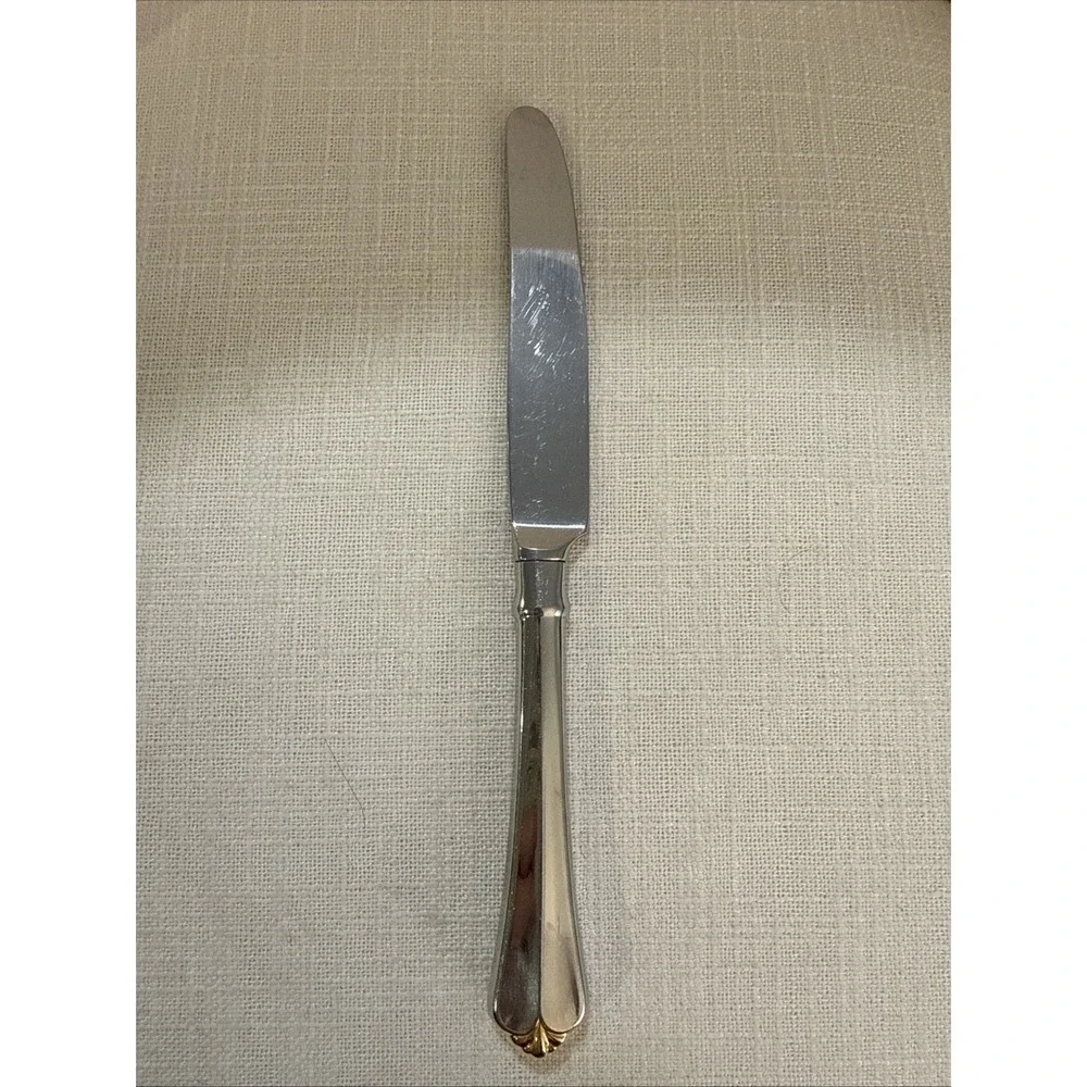 Oneida Golden Juilliard Cube Heirloom Stainless Flatware Gold Accent Tip Knife‎